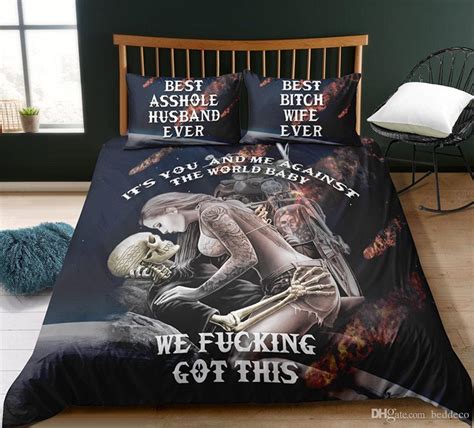 Sexy Print Bedding Sets For Adult King Skeleton And Beauty 3d Duvet