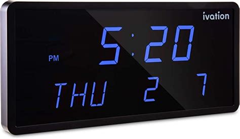 Ivation Big Oversized Digital Blue Led Calendar Clock With Day And Date