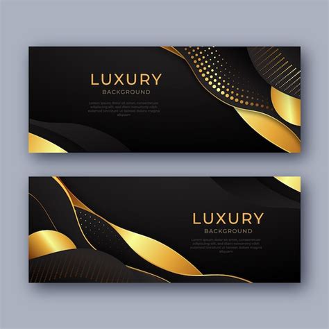 Free Vector Realistic Golden Luxury Horizontal Banners Set