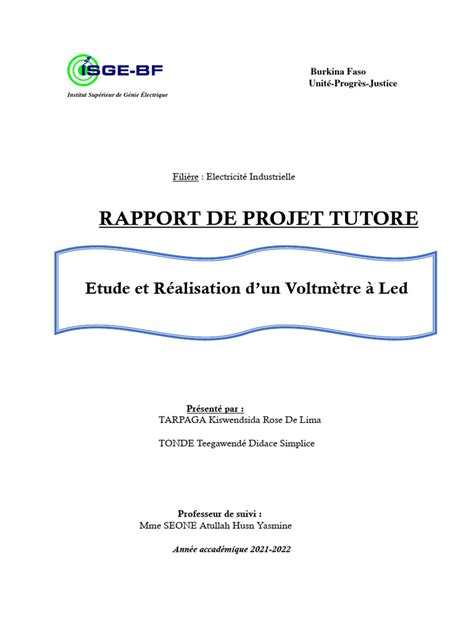 Rapport Final De Projet Tutoré Pdf