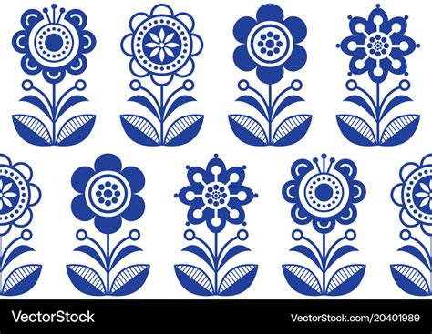 Folk Art Flowers Seamless Floral Pattern Vector Image