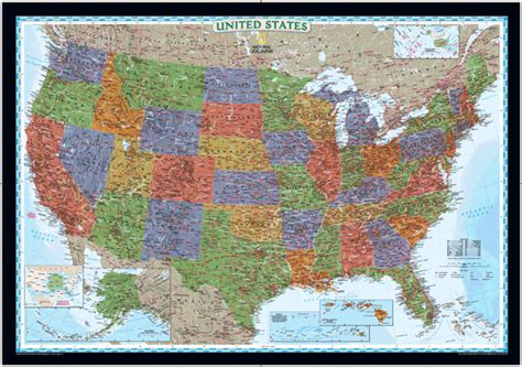 Us Political Wall Map Bright Colored By National Geographic Mapsales