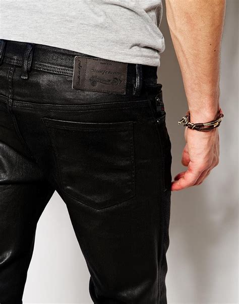 Lyst Diesel Jeans Sleenker 608h Stretch Skinny Black Leather Look In