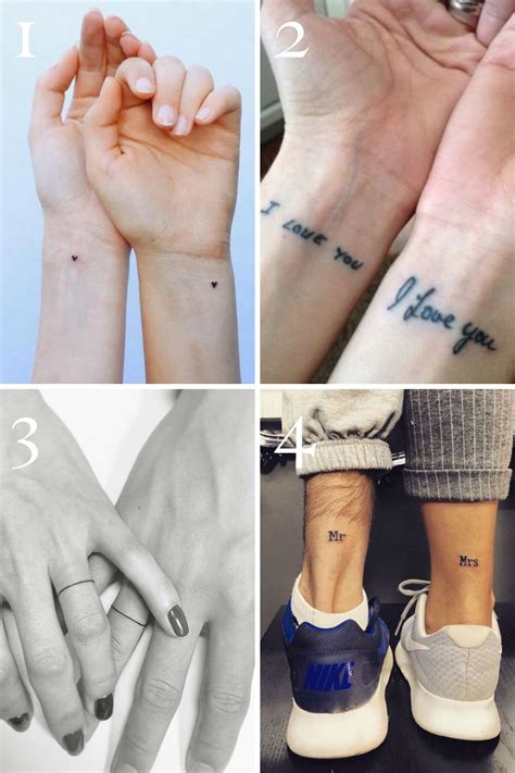 Small Couples Tattoos Small Size 6x6cm Different Black Small Couples