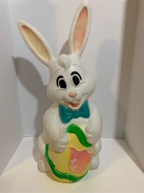 Vintage Blow Mold Easter Bunny With Egg 27” Decor Vintage Rabbit Ebay