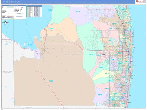 Palm Beach County Fl Wall Map Color Cast Style By Marketmaps