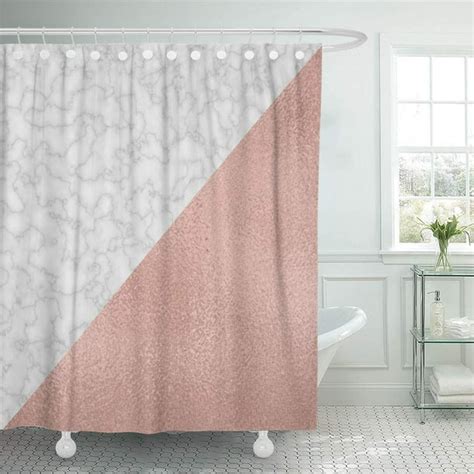 Suttom Elegant Rose Gold Marble Chic Glamorous Marbled Shower Curtain