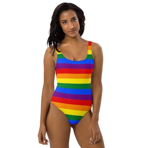 Rainbow Swimsuit Lgbtq Pride One Piece Swim Suit Sexy Etsy Uk