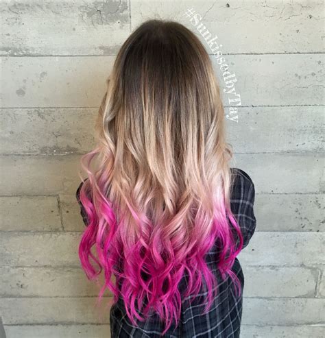 color melt blonde with pink tips pink hair tips pink blonde hair pink ombre hair hair dye