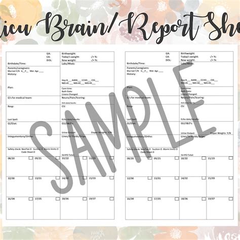 Nicu Report Sheet Etsy