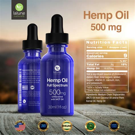 Full Spectrum Hemp Oil 500mg Unflavored With Mct Oil 30ml 1 Fl Oz