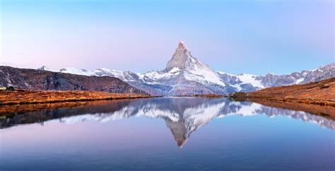 Matterhorn Peak On Stellisee Lake Stock Image Image Of Evening