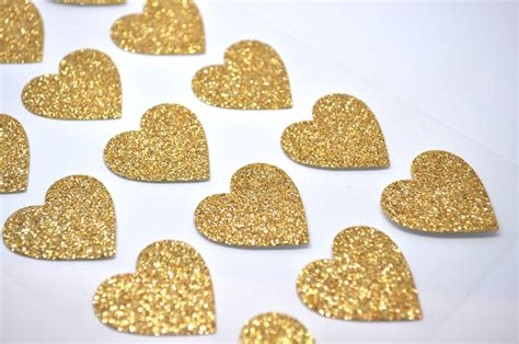 Gold Glitter Heart Sticker Qty 15 Glitter Sticker