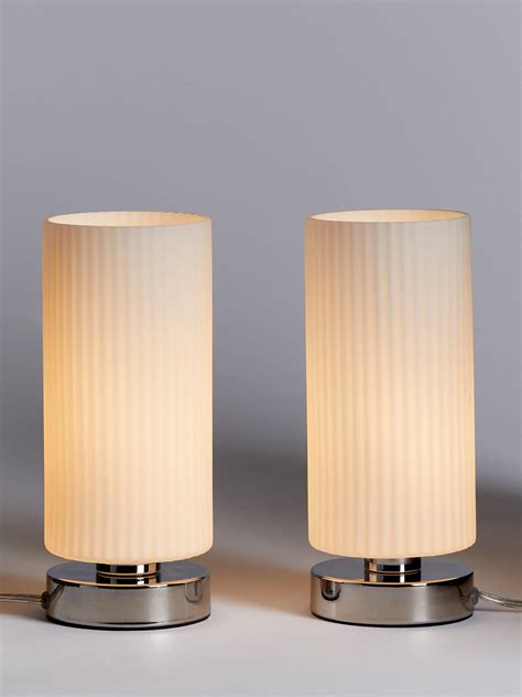 John Lewis And Partners Ridge Opal Glass Touch Lamps White Set Of 2 At