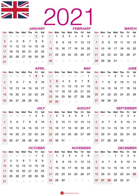 Free Download The 2021 Calendar Uk With Public Holidays For 2021 This