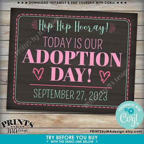 Adoption Day Sign Today Is My Adoption Day Photo Prop Printable 8x10