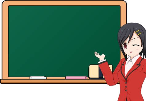 Clipart Anime Girl School Chalkboard 2
