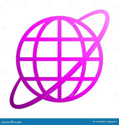 Globe Symbol Icon With Orbit Purple Gradient Isolated Vector Stock