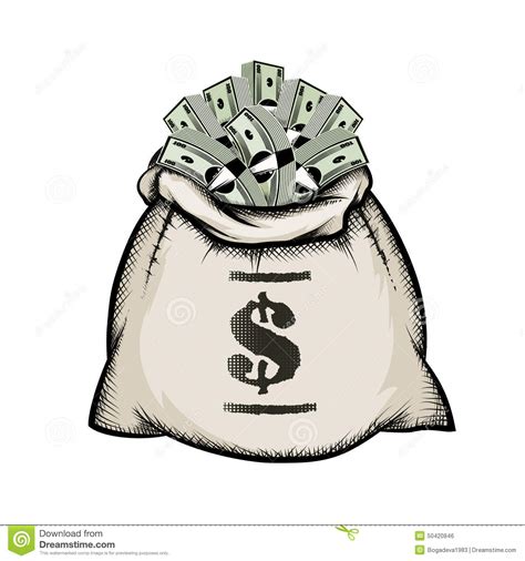 How to draw a bag full of money. Money Bag Stock Illustration - Image: 50420846