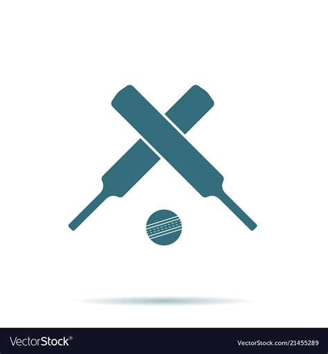 Crossed Cricket Bats Ball Icon Isolated On Backgr Vector Image