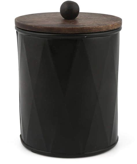 Thirstystone Closeout Large Black Metal Canister With Wood Top