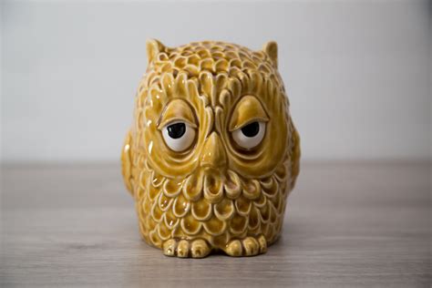 Owl Money Bank Vintage Ceramic Sleepy Owl Piggy Bank Coin Bank