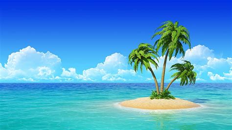 720p Free Download Coconut Trees In The Blue Beach Ocean Beach