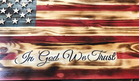 Usa In God We Trust Wood Burned Stained Hand Painted Flag Etsy
