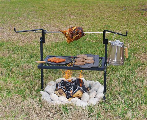 Campfire Rotisserie Spit Bbq Grill Free Standing Fire Pit Cooking