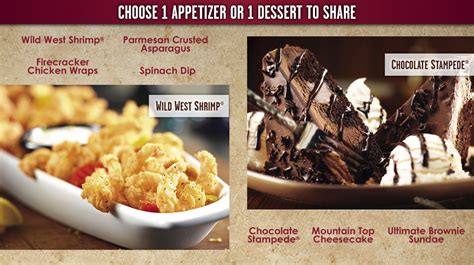 Longhorn steakhouse restaurants are now serving steak for dessert. Choose 1 appetizer or dessert.