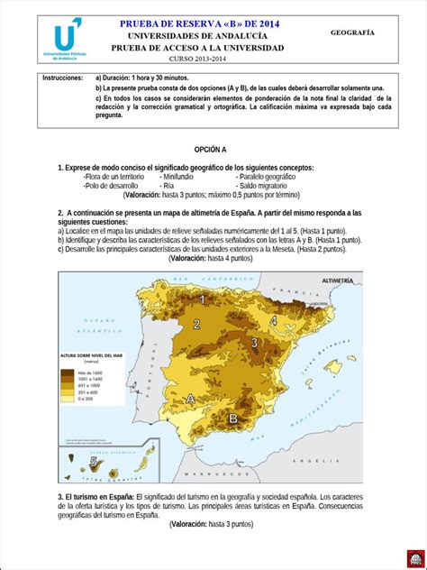 Relieve Español Actividades Altimetría Y Relieve Blog De GeografÍa