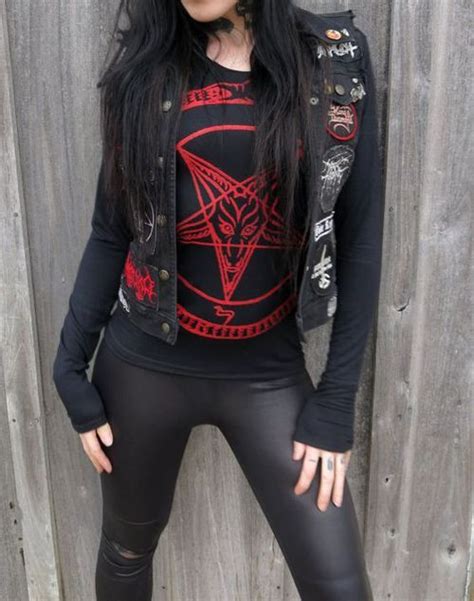 Imagen De Black Hair And Leather Hipster Outfits Black Metal Girl