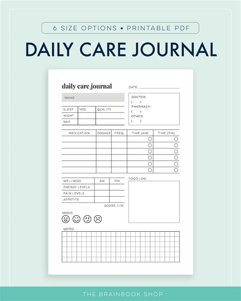 EDITABLE Daily Caregiver Journal, Caregiving Log, Caregiving Tracker