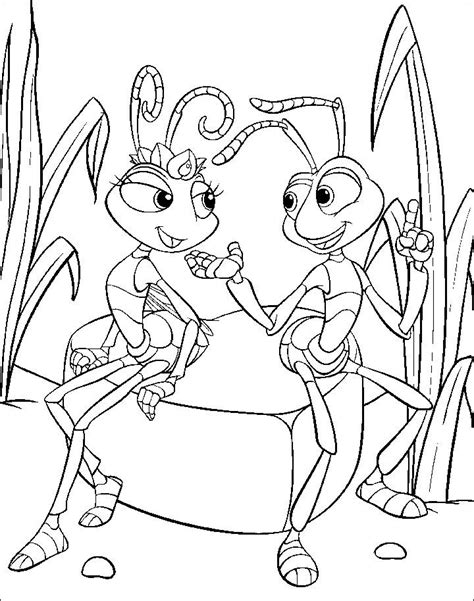 Atta is the princess of the ants and flik is a wanna be inventor. A Bug's Life Coloring Pages
