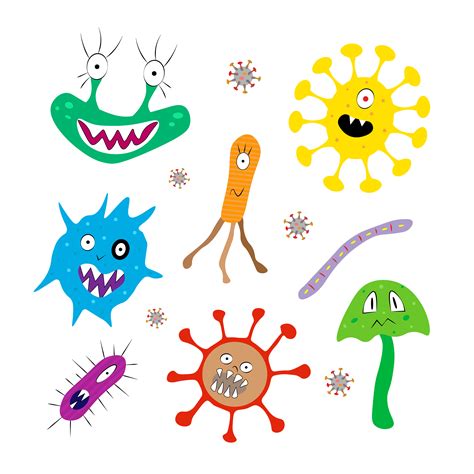 Bacteria Superbug Virus Icons Set Illustration For Backgrounds