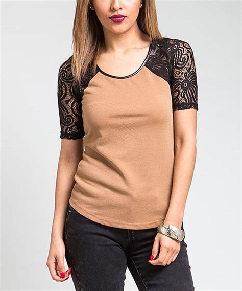 Look What I Found On Zulily Brown And Black Lace Raglan Top By Buy In