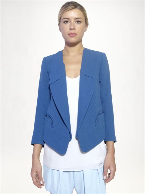 Chloé Wool Crepe Jacket In Blue Lyst