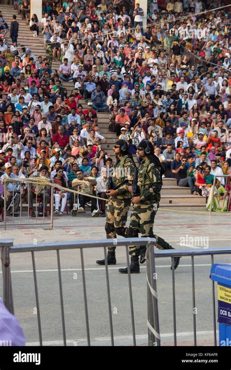 Beating Retreat Ceremony At Wagah Border Of India And Pakistan Stock