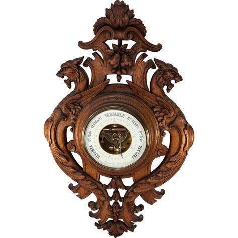 Massive Hand Carved Antique Barometer, French Oak Griffins, Gothic from antiques-uncommon ...