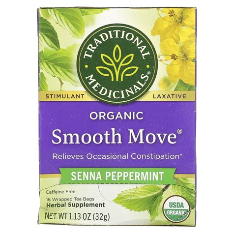 Traditional Medicinals Organic Smooth Move Senna Peppermint Caffeine