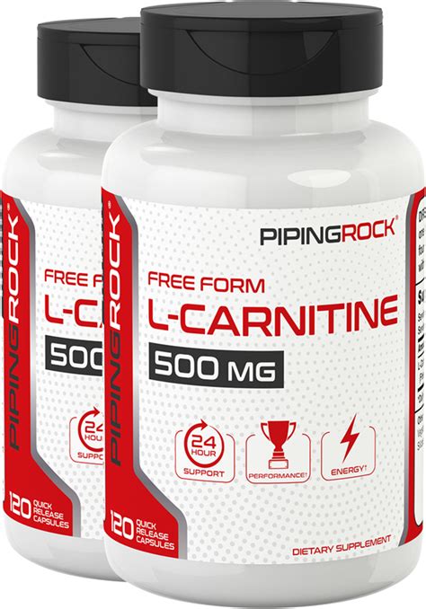 L Carnitine 500 Mg Supplement 2x120 Capsules Benefits Pipingrock