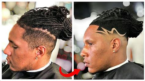 The drop fade is great for those trying to grow out length on the top while keeping the sides sharp. Dreadlocks / Locs Skin Fade With Design | Cut By Wester ...