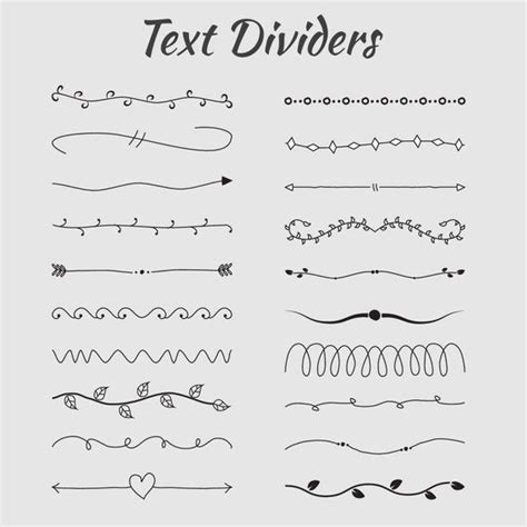 Hand Drawn Text Dividers Doodle Decorative Page Ornaments Borders