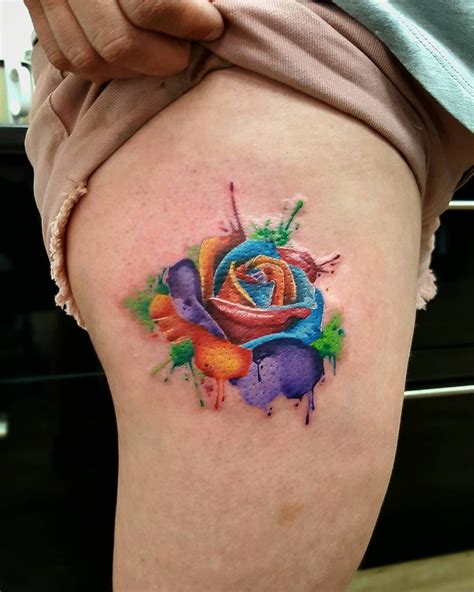 131 Colorful And Creative Pride Tattoos In 2021 Colorful Rose Tattoos Hand Tattoos For Women