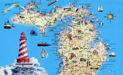 Large Tourist Map Of Michigan State Michigan State Usa Maps Of