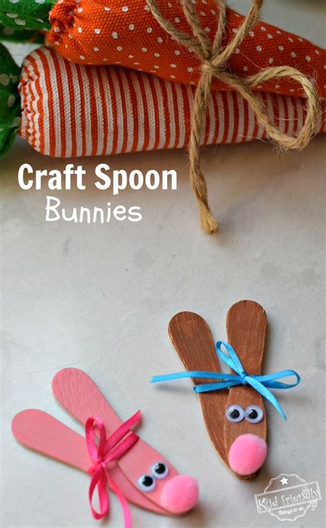Wooden Craft Spoon Bunnies For An Easter Craft To Make