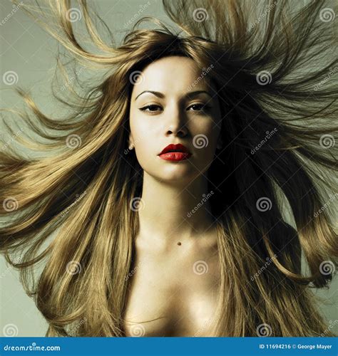 Beau Femme Avec Le Cheveu Magnifique Photo Stock Image Du Beau Excitation 11694216