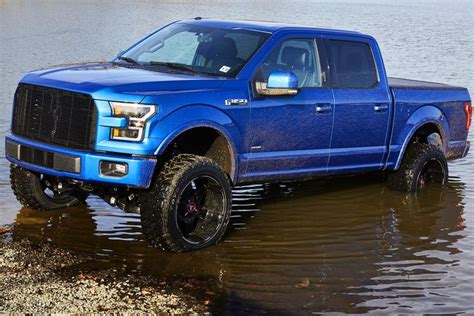 Blue Lifted Ford F 150 With Aftermarket Front Bumper Photo By Carid