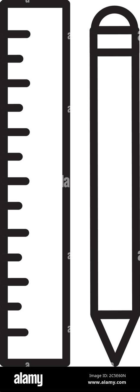 Lineal Und Bleistift Linie Stil Icon Design Instrument Werkzeug Arbeit
