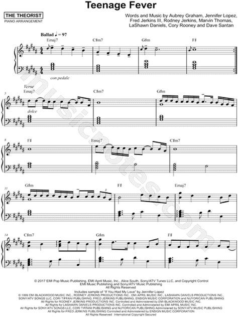 The Theorist Teenage Fever Sheet Music Piano Solo In G Minor
